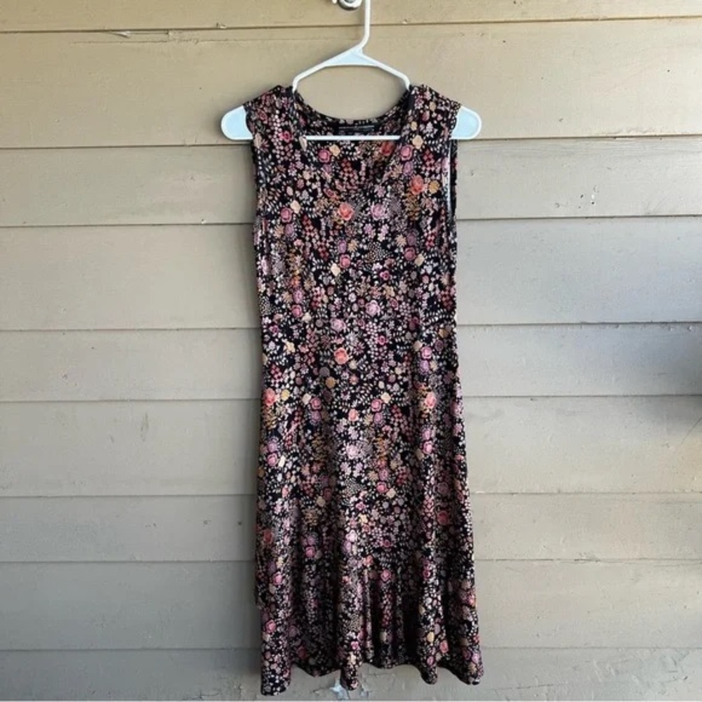 Peruvian Connection Floral Dress - Black and Pink